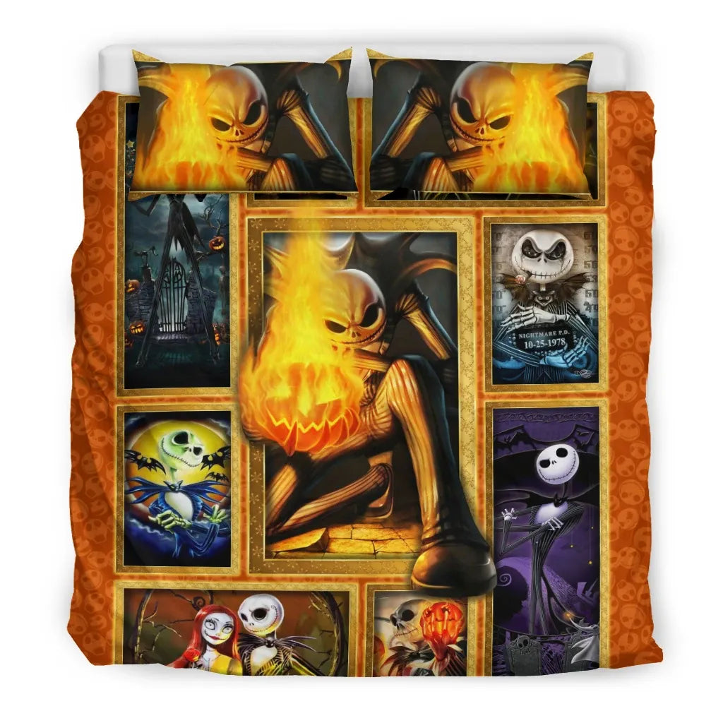 TNBC Bedding Set Jack Skellington Pumpkin King Duvet Covers Colorful Unique Gift