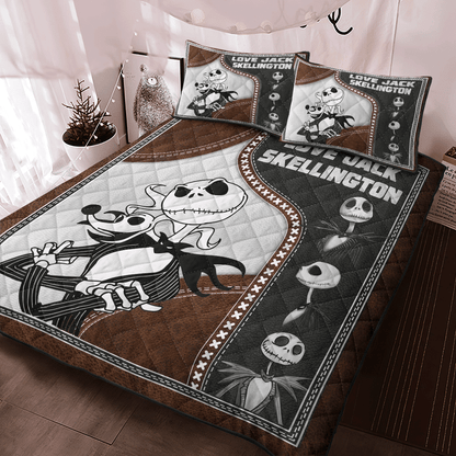 TNBC Bedding Set Love Jack Skellington Duvet Covers Black Brown Unique Gift