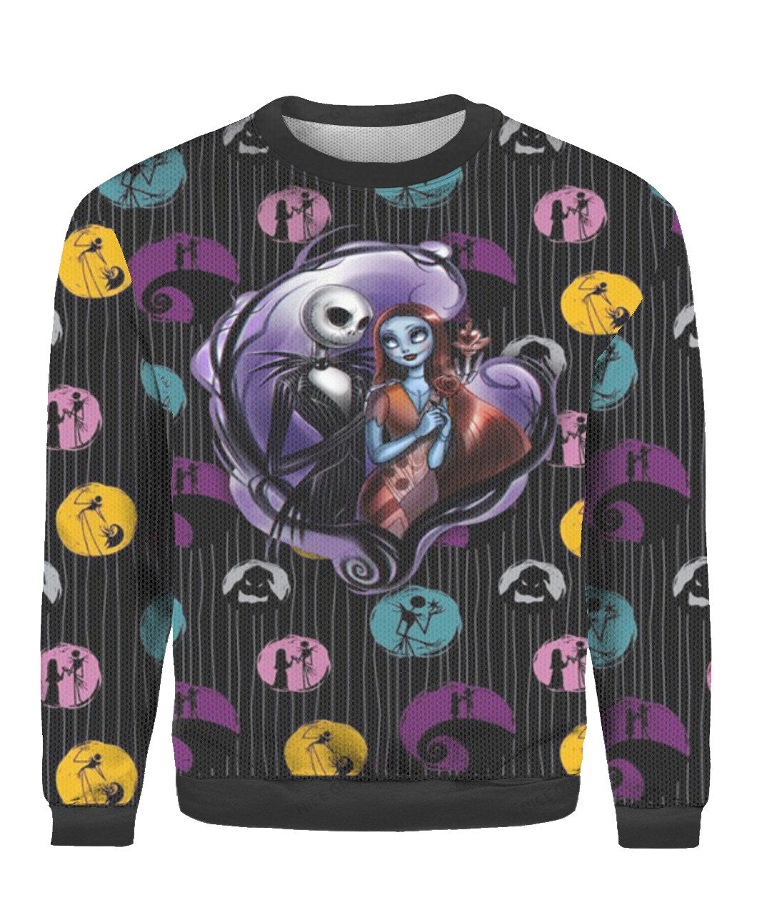 TNBC Sweatshirt Jack And Sally Silhouette Pattern Sweatshirt Colorful Unisex