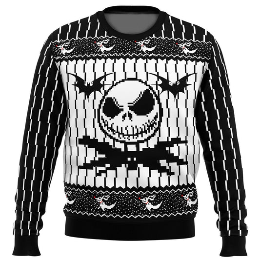 TNBC Sweatshirt Jack Skellington Zero Pattern Sweatshirt Black White Unisex