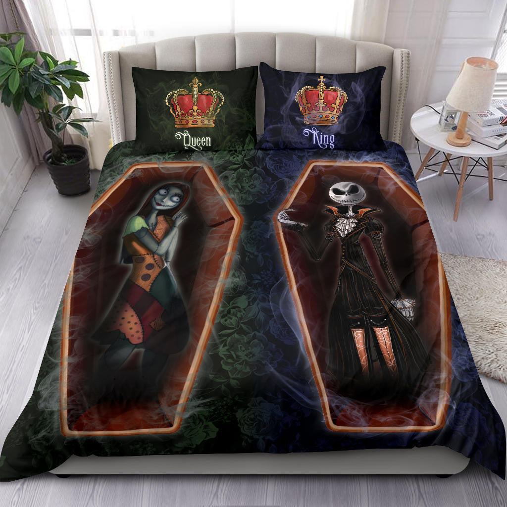 TNBC Bedding Set Jack And Sally King And Queen Duvet Covers Blue Green Unique Gift