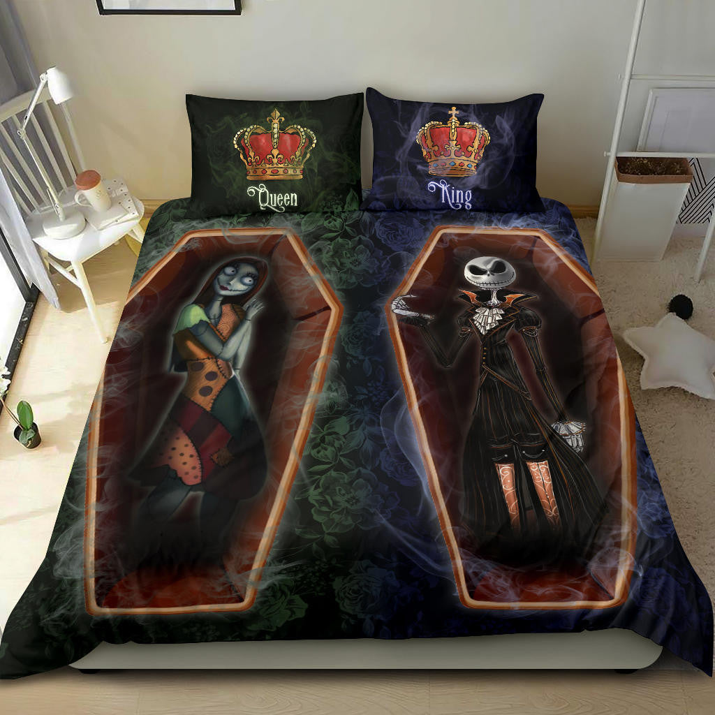 TNBC Bedding Set Jack And Sally King And Queen Duvet Covers Blue Green Unique Gift