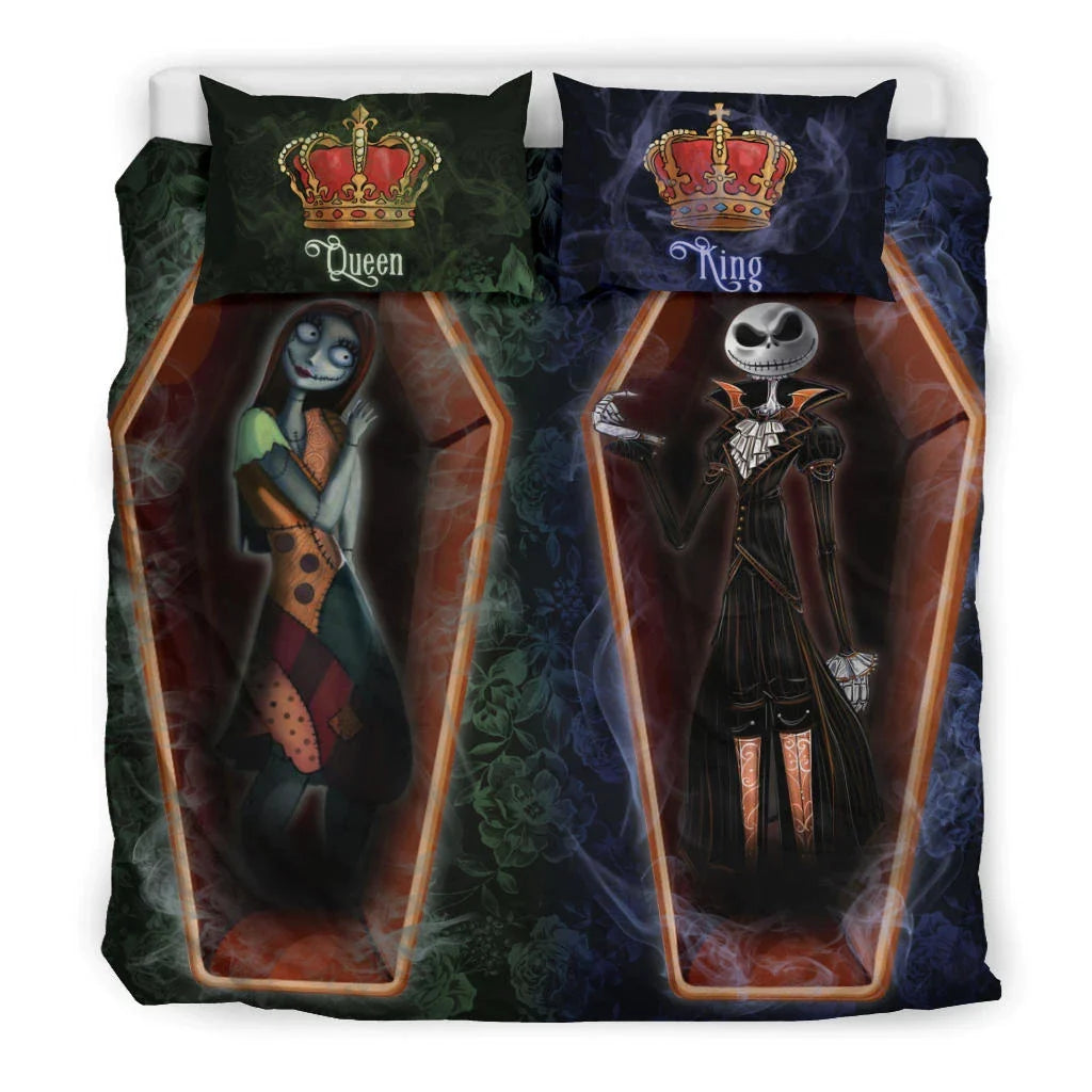 TNBC Bedding Set Jack And Sally King And Queen Duvet Covers Blue Green Unique Gift