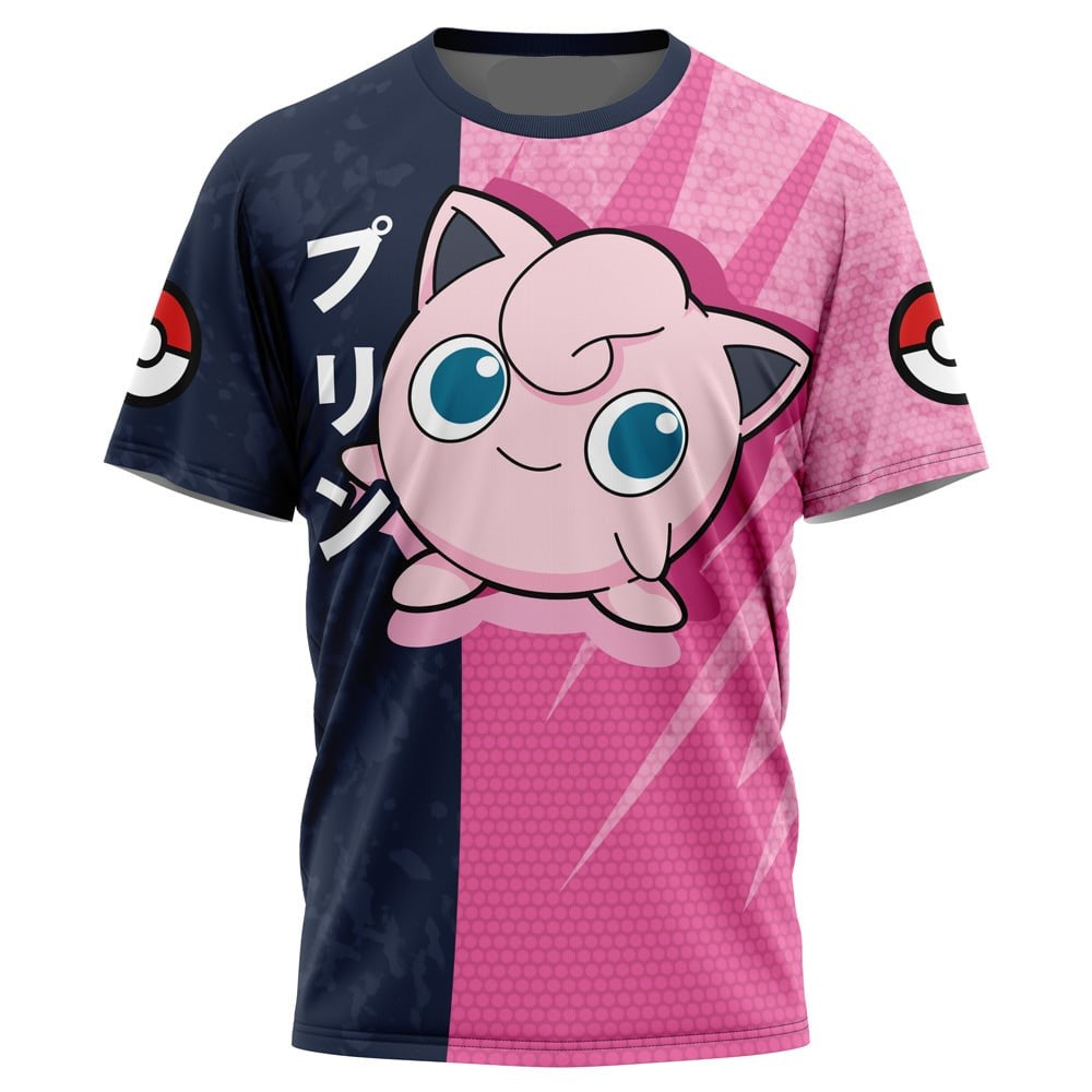 PKM T-shirt PKM Jigglypuff Attack Pose T-shirt Black Pink Unisex