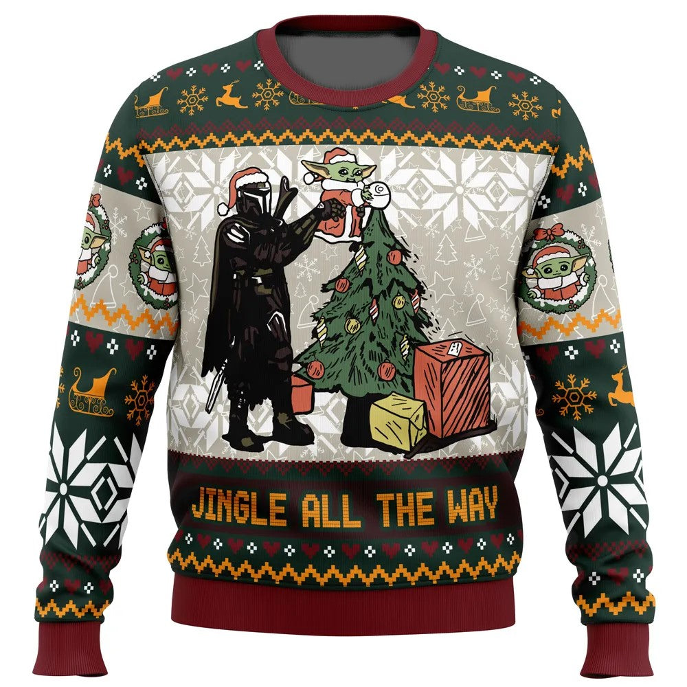 SW Sweatshirt Jingle All The Way Mandalorian Sweatshirt Colorful Unisex