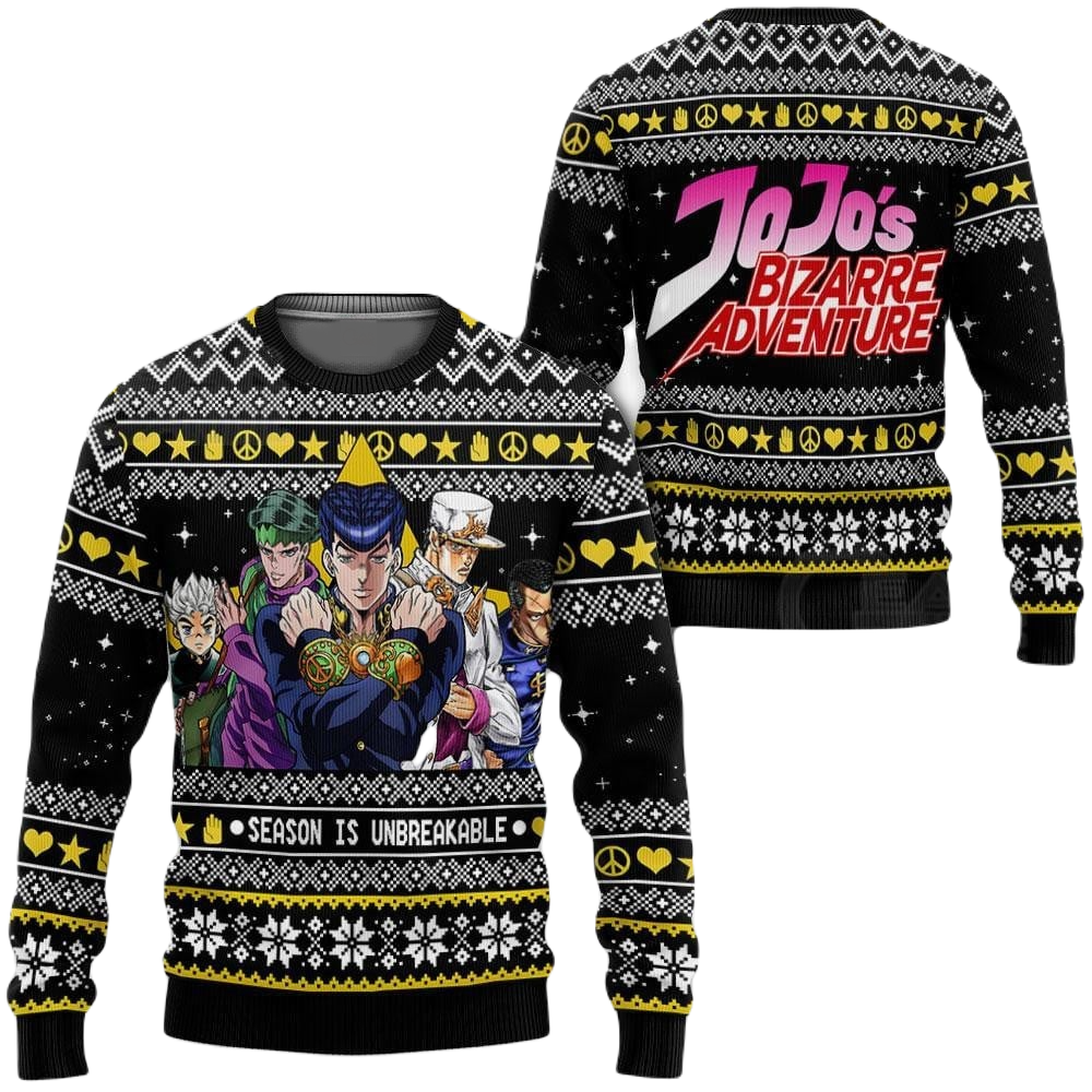 JoJo's Bizarre Adventure Sweatshirt Jojo Characters Season Is Unbreakable Sweatshirt Black White Unisex