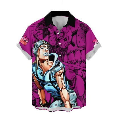 JoJo's Bizarre Adventure Hawaii Shirt Johnny Joestar With His Stand Aloha Shirt Pink Unisex