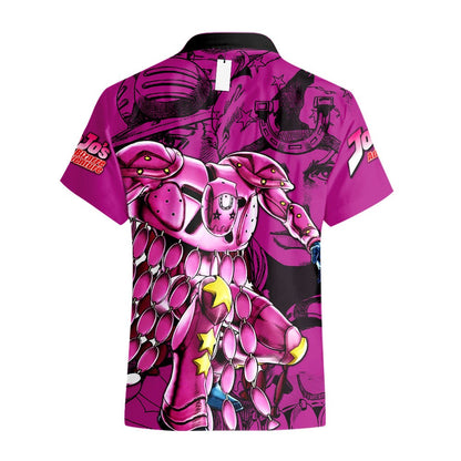 JoJo's Bizarre Adventure Hawaii Shirt Johnny Joestar With His Stand Aloha Shirt Pink Unisex