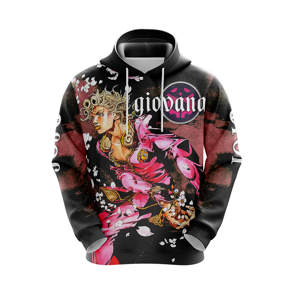 JoJo's Bizarre Adventure Hoodie Giorno Giovanna Character Graphic Hoodie Black Pink Unisex