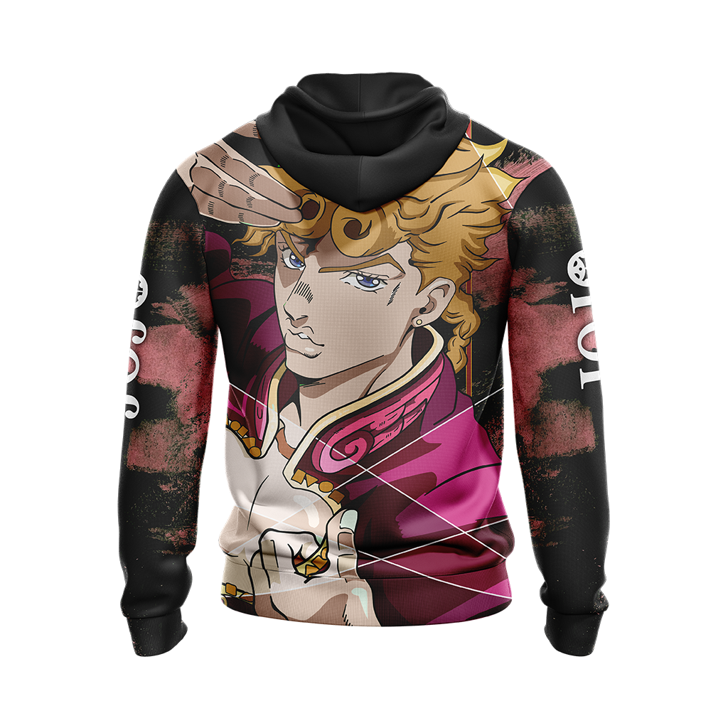 JoJo's Bizarre Adventure Hoodie Giorno Giovanna Character Graphic Hoodie Black Pink Unisex