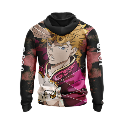 JoJo's Bizarre Adventure Hoodie Giorno Giovanna Character Graphic Hoodie Black Pink Unisex