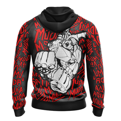 JoJos Bizarre Adventure Hoodie Gold Experience Muda Muda Pattern Hoodie Black Red Unisex