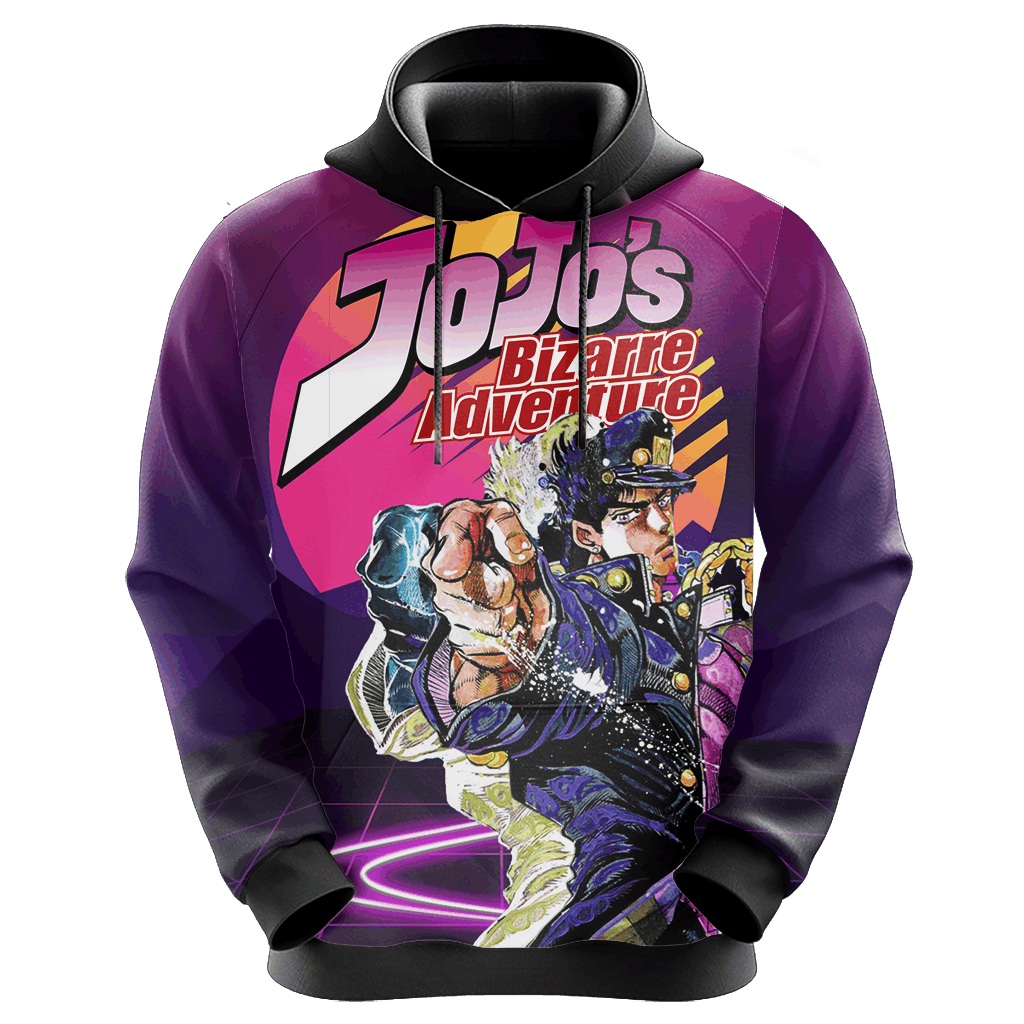 JoJos Bizarre Adventure Hoodie Jotaro And His Stand Star Platinum Hoodie Purple Unisex