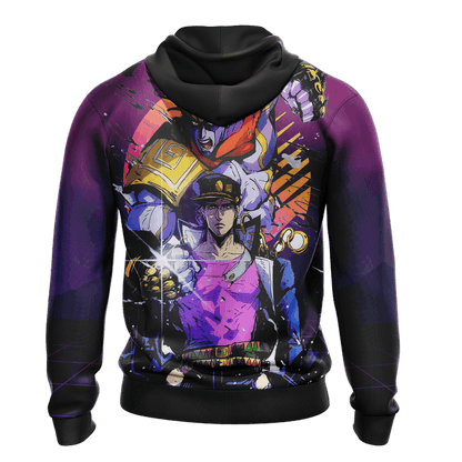 JoJos Bizarre Adventure Hoodie Jotaro And His Stand Star Platinum Hoodie Purple Unisex