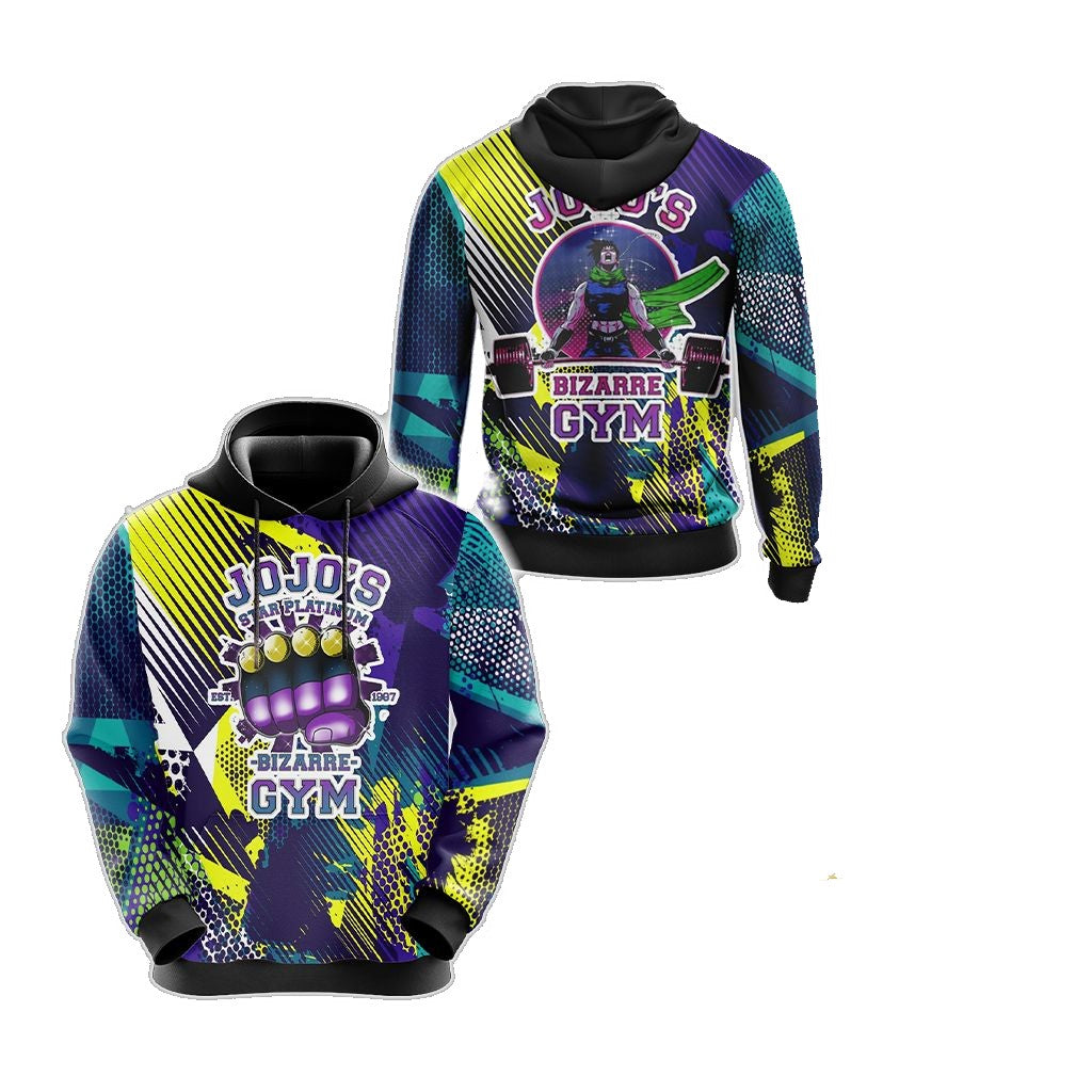 JoJos Bizarre Adventure Hoodie Jojos Star Platinum Bizarre Gym Hoodie Colorful Unisex