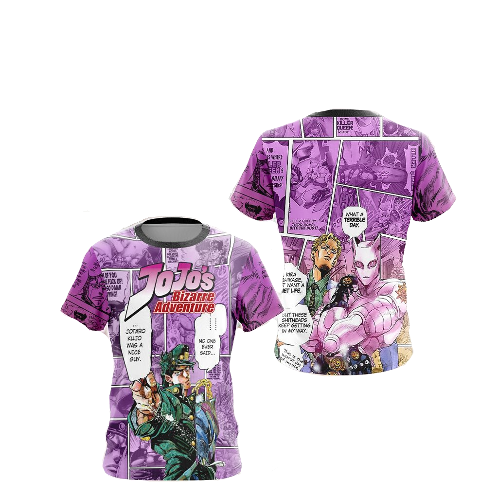 JoJo's Bizarre Adventure T-shirt Jojo's Bizarre Adventure Manga Talk T-shirt Pink Unisex