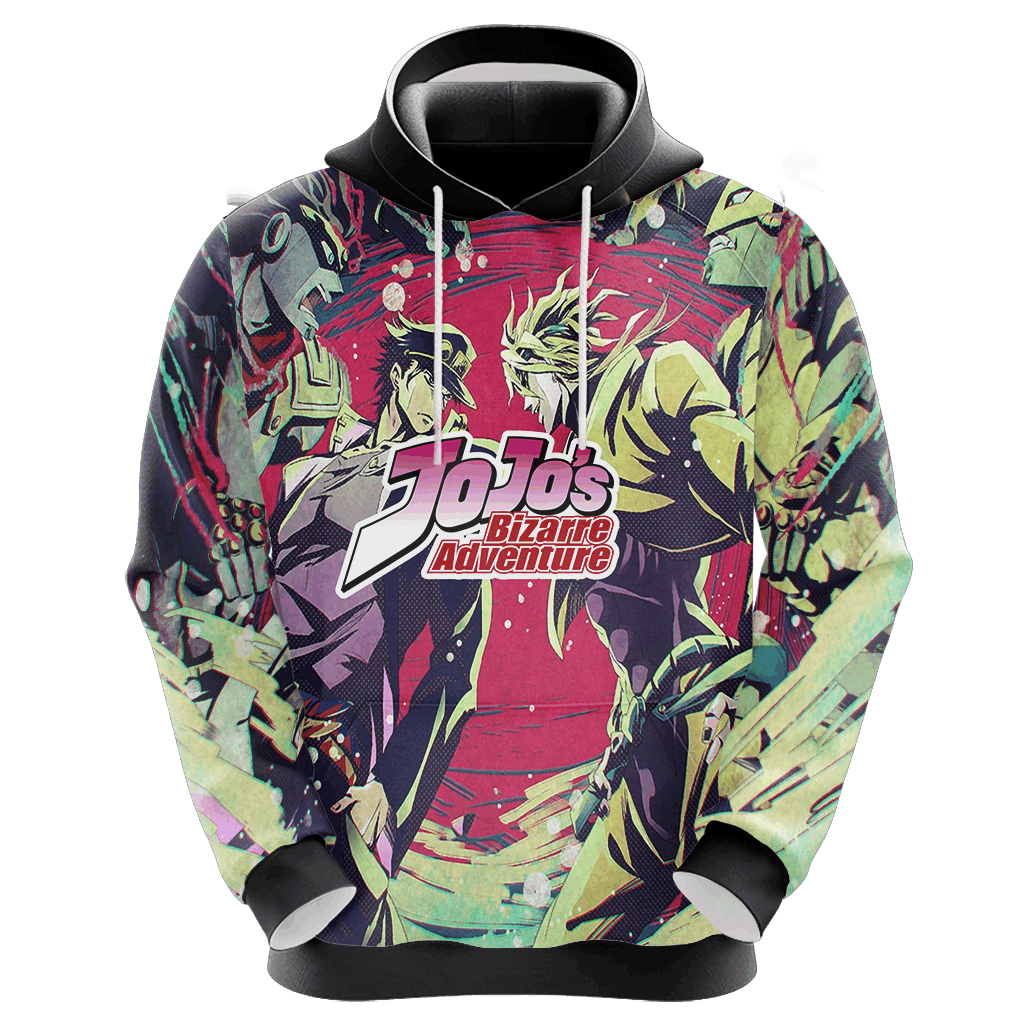 JoJos Bizarre Adventure Hoodie Jojo Fights Dio With His Stand Hoodie Colorful Unisex