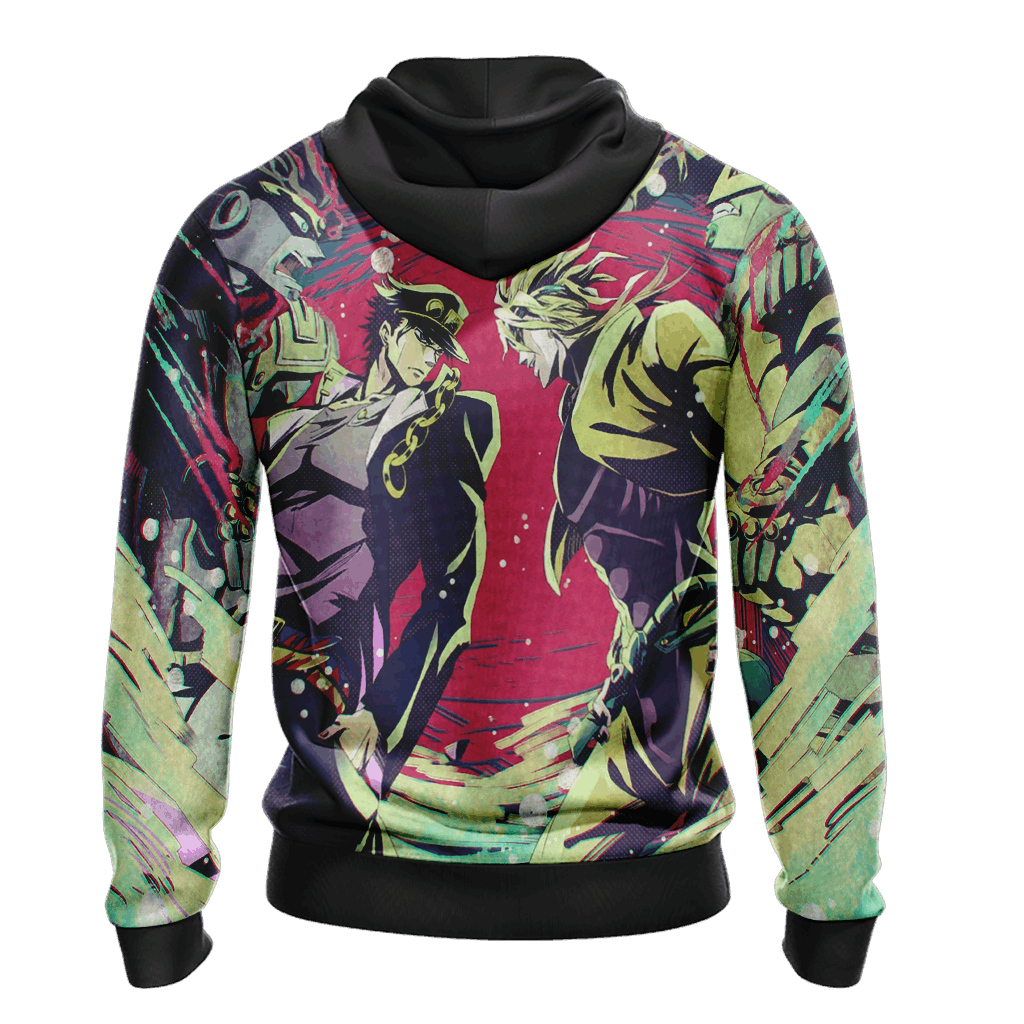 JoJos Bizarre Adventure Hoodie Jojo Fights Dio With His Stand Hoodie Colorful Unisex