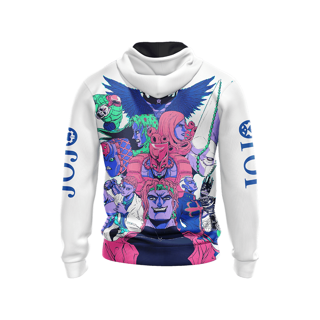 JoJos Bizarre Adventure Hoodie JoJos Bizarre Adventure Characters And Stands Hoodie White Unisex