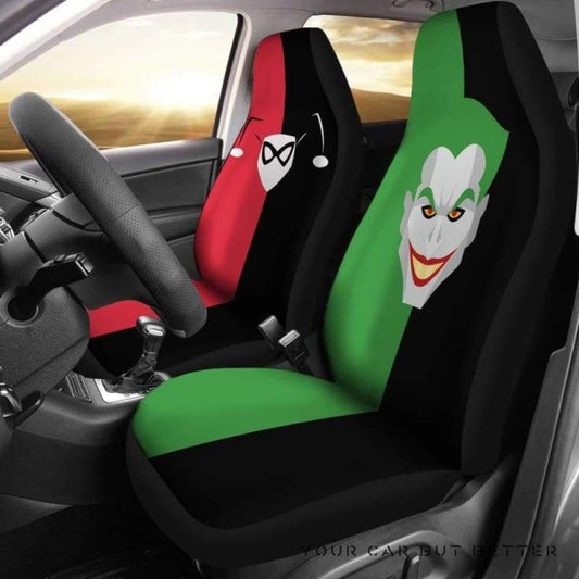 Joker Harley Quinn Car Seat Covers Joker And Harley Quinn Cartoon Faces Seat Covers