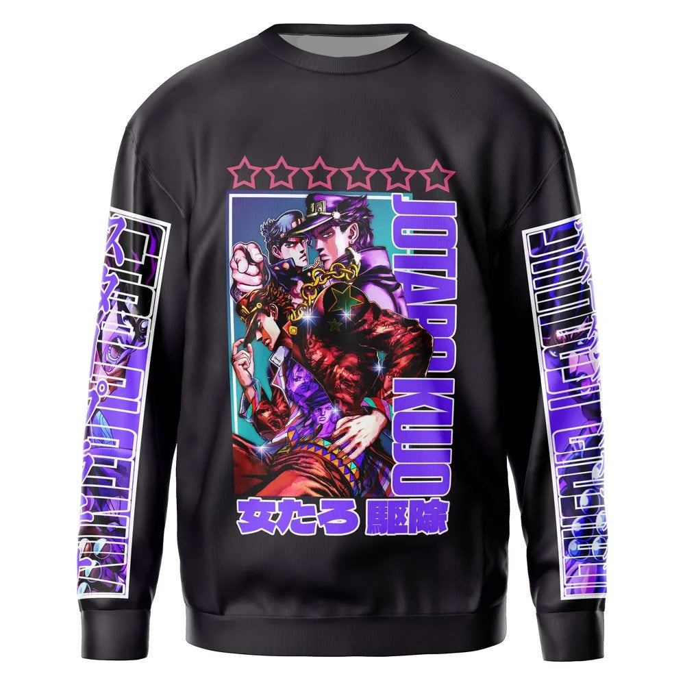 JoJo's Bizarre Adventure Sweatshirt Jotaro Kujo Character Graphic Sweatshirt Black Purple Unisex