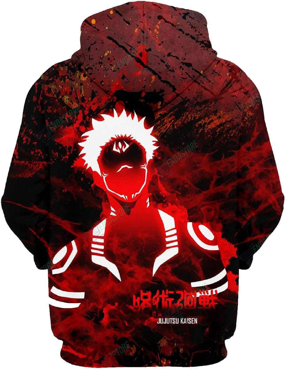 Jujutsu Kaisen Hoodie Jujutsu Kaisen Ryomen Sukuna Villain Graphic Silhoutte Hoodie Red Black Unisex