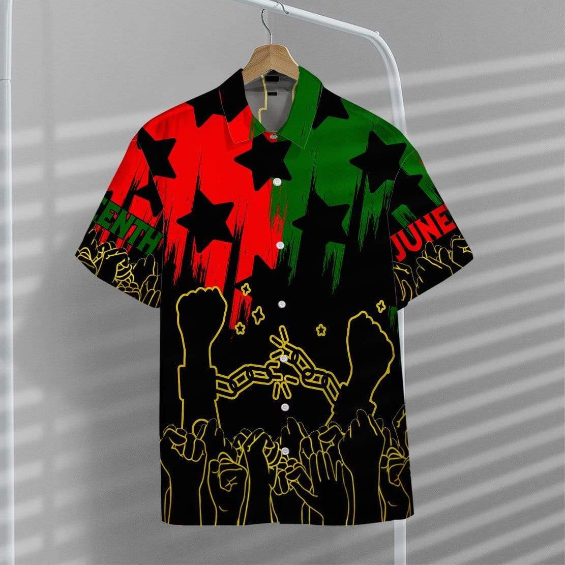 Unifinz Juneteenth Hawaiian Shirt Break The Chain Black Red Green Hawaii Aloha Shirt 2022