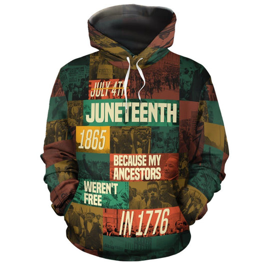 Unifinz Juneteenth Hoodie Juneteenth 1865 Because My Ancestors Weren't Free In 1776 Hoodie Juneteenth Apparel 2022