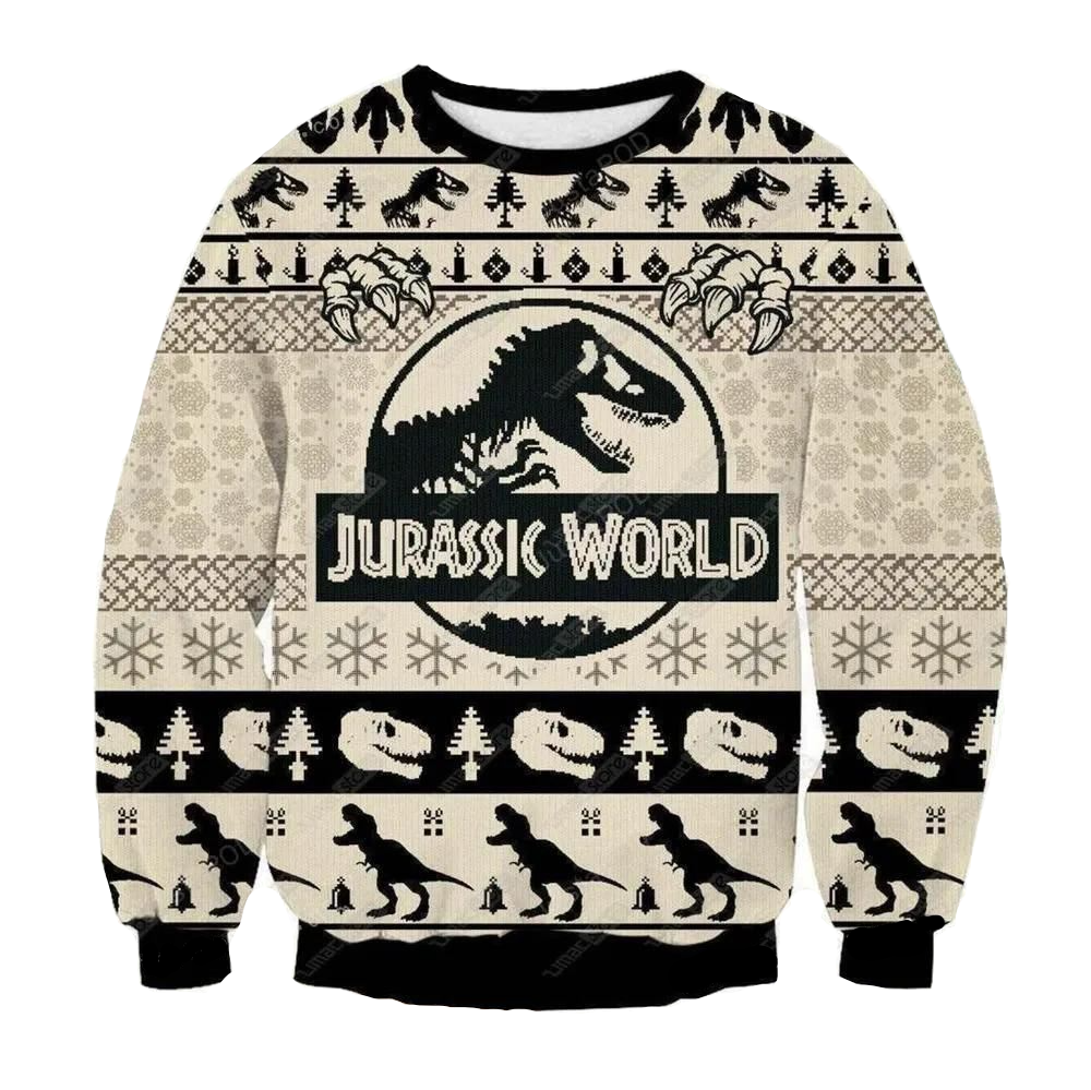 Jurassic Park Sweatshirt Jurassic World Dinosaur Pattern Sweatshirt Black Unisex