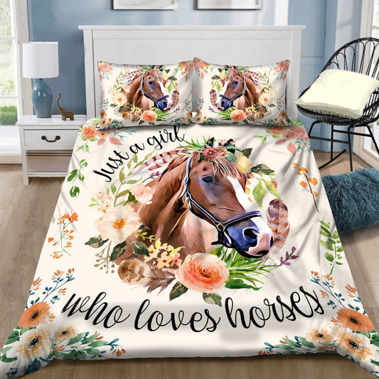 Horse Bedding Set Just A Girl Who Loves Horses Duvet Covers White Unique Gift