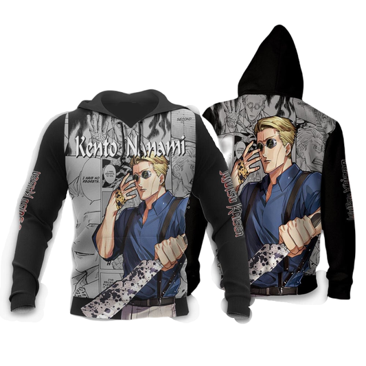 Jujutsu Kaisen Hoodie Kento Nanami Manga Style Hoodie Black Unisex