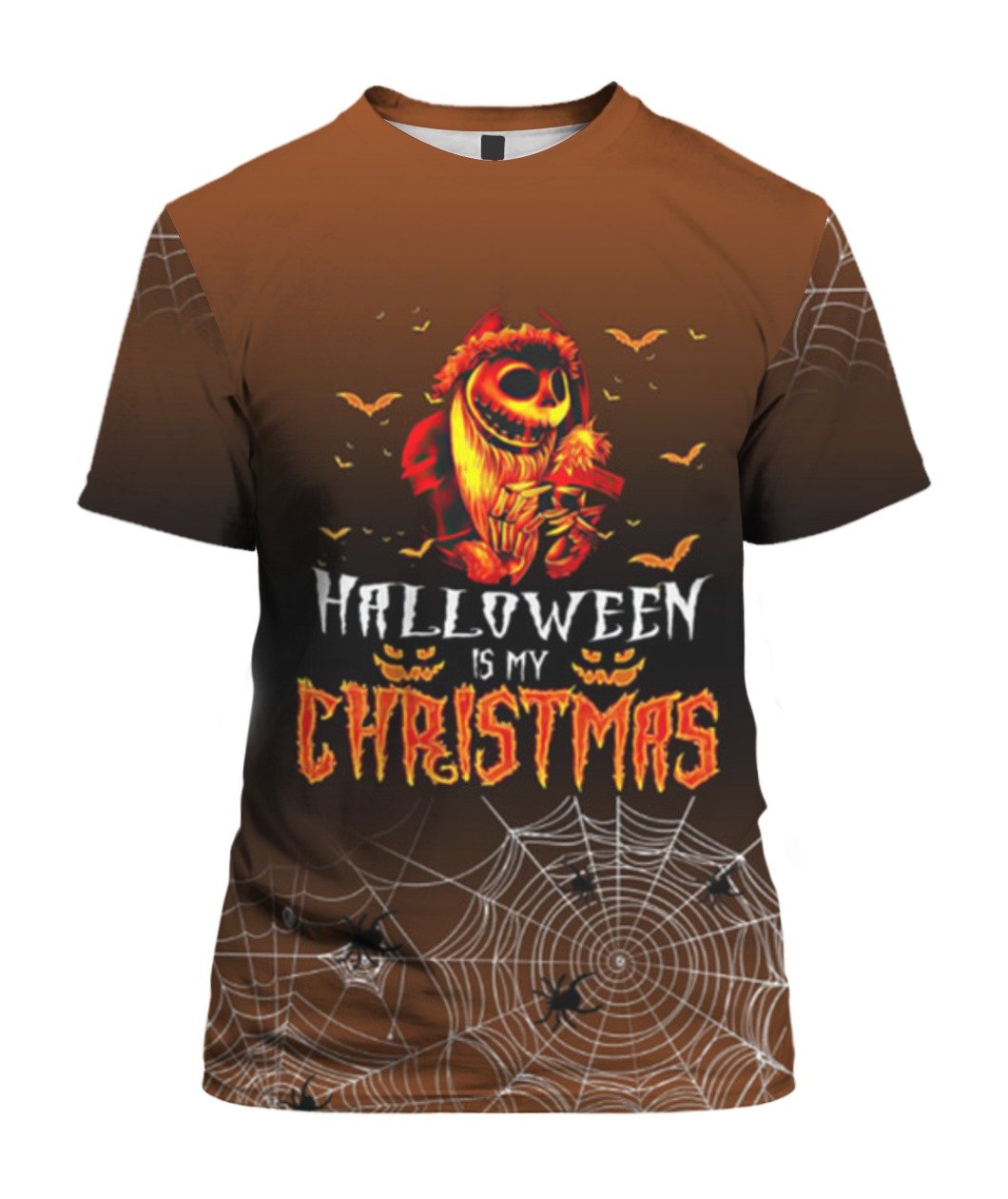  Halloween T-shirt Halloween Is My Christmas Trich Or Treat Spider Web Brown Shirt Halloween Hoodie Adult Full Size