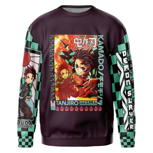 Demon Slayer Sweatshirt Kamado Tanjiro Hanafuda Sweatshirt Green Black Unisex Adults New Release