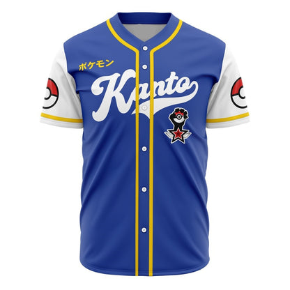 PKM Baseball Jersey Kanto Trainer PKM Pokeball Jersey Shirt Blue Unisex