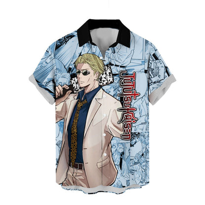 Jujutsu Kaisen Hawaii Shirt Kento Nanami Character Manga Style Pattern Aloha Shirt Blue Unisex