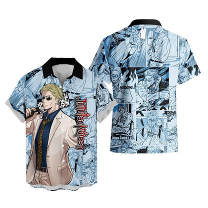 Jujutsu Kaisen Hawaii Shirt Kento Nanami Character Manga Style Pattern Aloha Shirt Blue Unisex