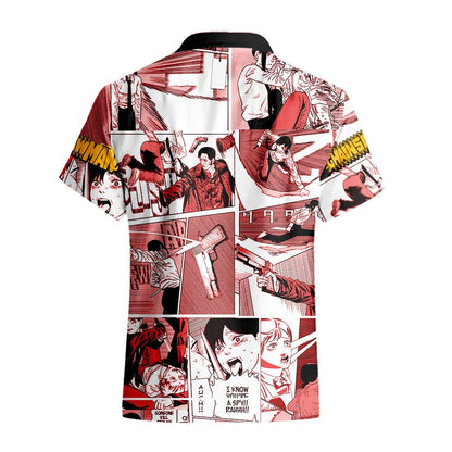 Chainsaw Man Hawaii Shirt Kobeni Higashiyama Character Manga Style Pattern Aloha Shirt Red Unisex