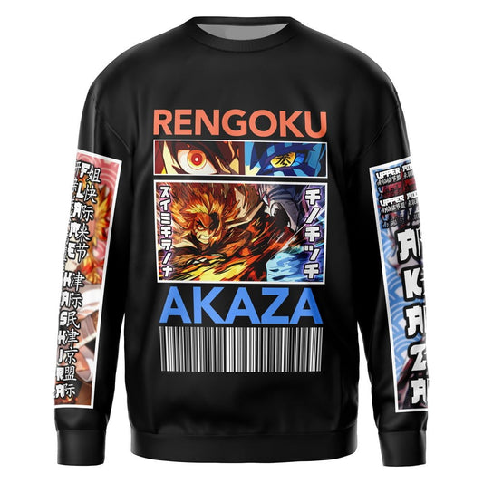 Demon Slayer Sweatshirt Kyojuro Rengoku vs Akaza Fight Sweatshirt Black Unisex Adults New Release