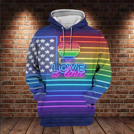 Unifinz LGBT Shirt Neon Rainbow Lights Love Is Love T-shirt LGBT Hoodie LGBT Apparel 2022