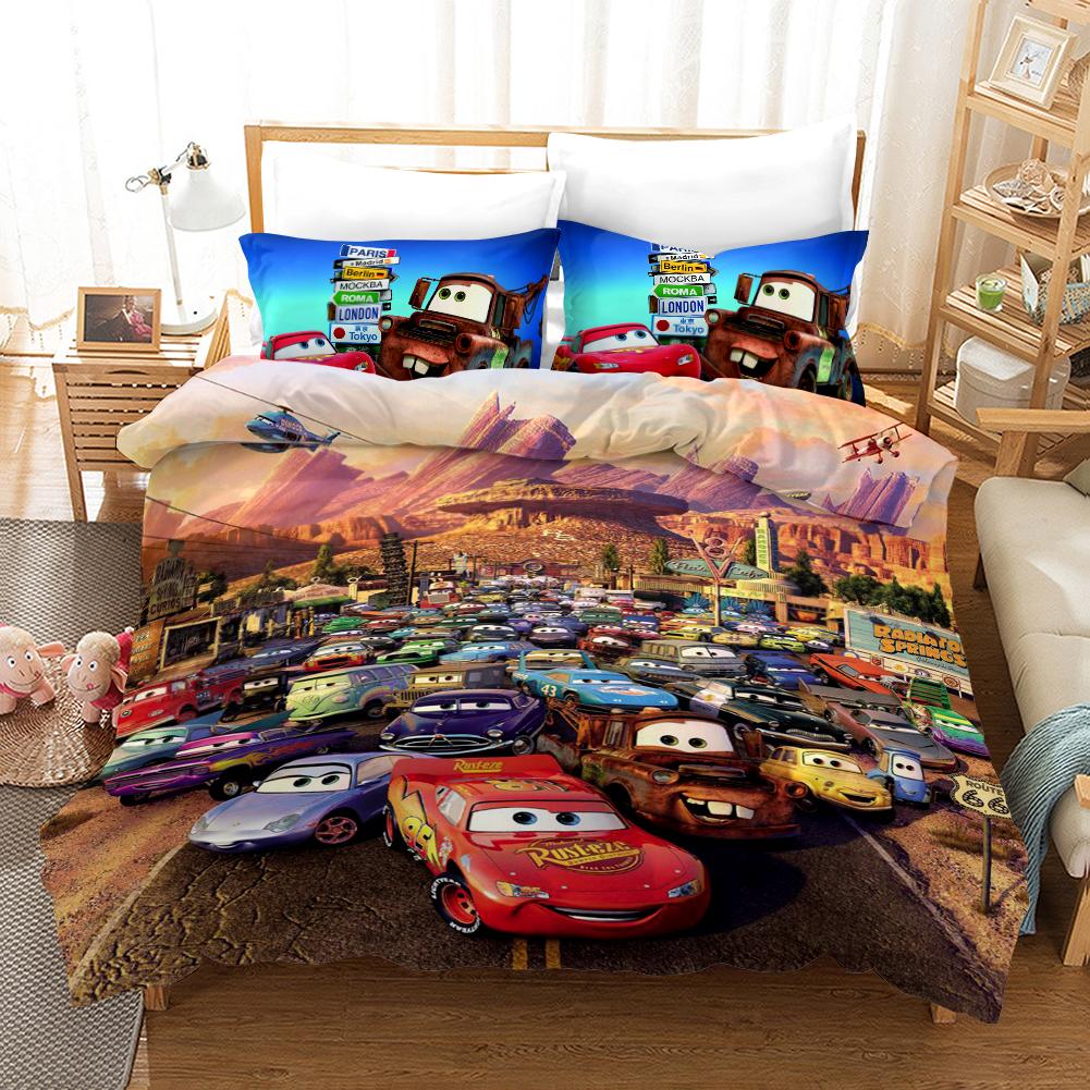 Cars Bedding Set DN Lightning Mcqueen Cars In Radiator Springs Duvet Covers Colorful Unique Gift
