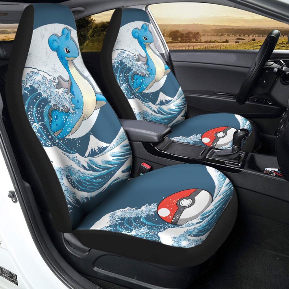 PKM Car Seat Covers PKM Lapras With Great Wave Seat Covers Blue White