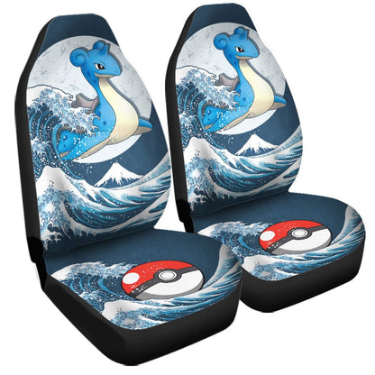 PKM Car Seat Covers PKM Lapras With Great Wave Seat Covers Blue White