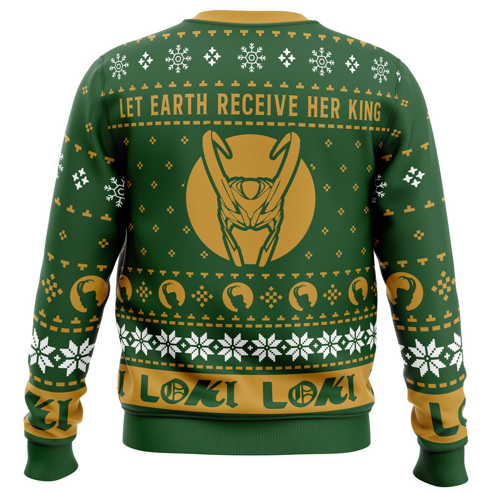 Loki Sweatshirt Let Earth Receive Her King Sweatshirt Yellow Green Unisex