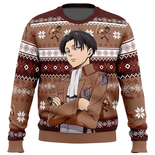 Attack On Titan Sweatshirt Attack on Titan Levi Ackerman Graphic Sweatshirt Brown Unisex Adults