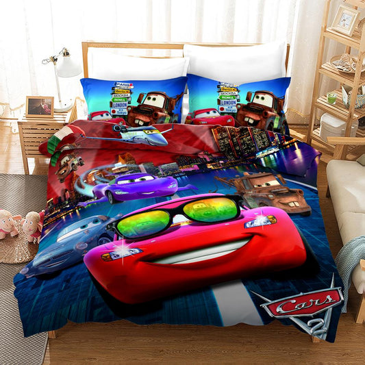 Cars Bedding Set DN Lightning Mcqueen Cars Mater Graphic Duvet Covers Colorful Unique Gift