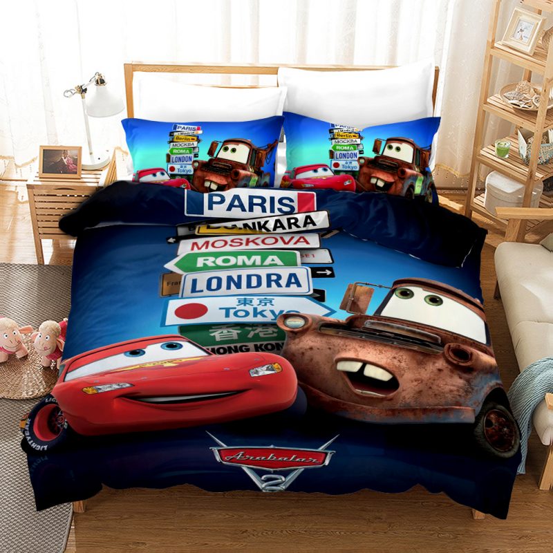 Cars Bedding Set DN Lightning McQueen And Mater Duvet Covers Colorful Unique Gift