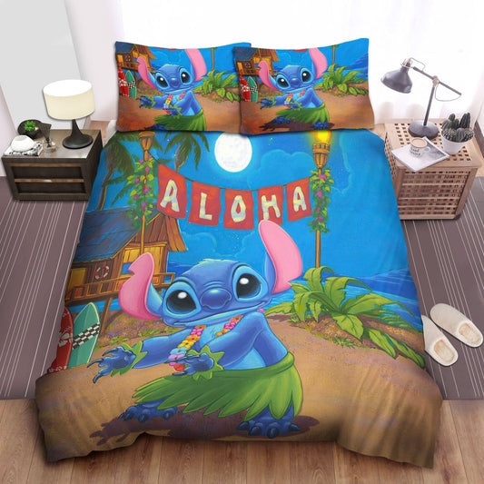 Lilo And Stitch Bedding Set Stitch Dancing On The Beach Duvet Covers Colorful Unique Gift
