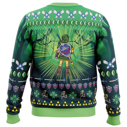 The Legend Of Zelda Sweatshirt Link Graphic Shield Royal Crest Pattern Sweatshirt Green Unisex