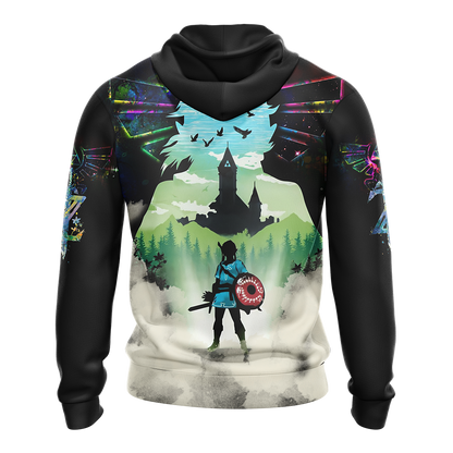 The Legend Of Zelda Hoodie Link With Bow Fighting T-shirt Black Blue Unisex