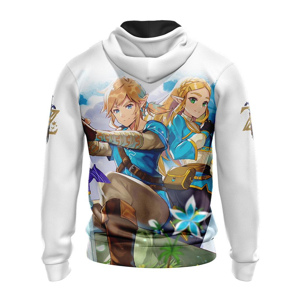 The Legend Of Zelda Hoodie Zelda And Link Graphic T-shirt White Unisex